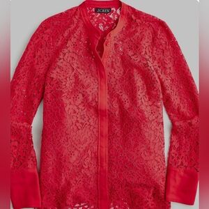 J Crew Button Up Lace Top